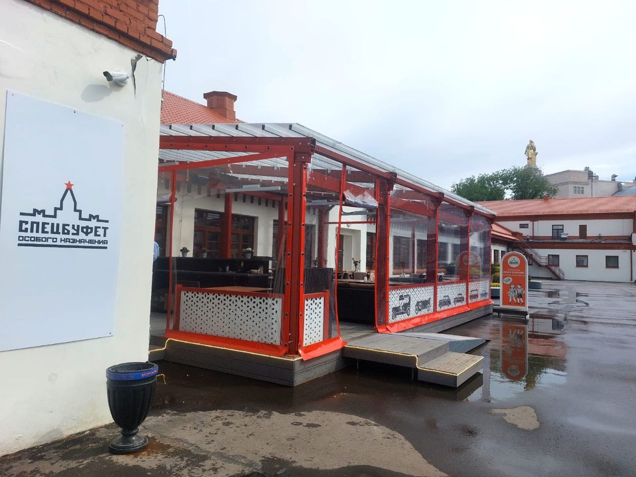 ПВХ шторы для летней террасы кафе в Дмитриеве-Льговском
